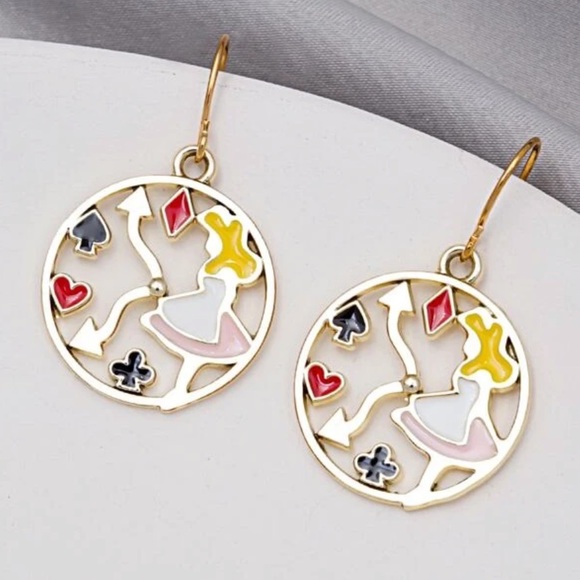ALICE IN WONDERLAND dangle drop earrings NWT - Picture 2 of 3